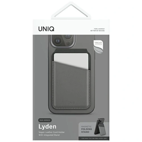 Kup Portfel magnetyczny RFID z funkcją podstawki UNIQ Lyden DS szaro-czarny/charcoal grey-black - UNIQ1155 - {ean13} - Sklep Home Screen