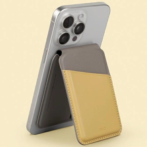 Kup Magnetická RFID peněženka s funkcí stojánku UNIQ Lyden DS žluto-šedá/canary yellow-flint grey - UNIQ1156 - {ean13} - Sklep Home Screen