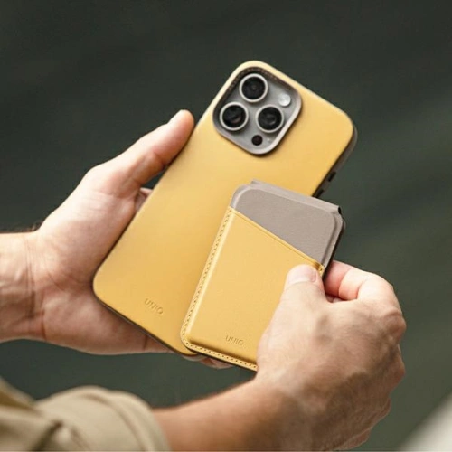 Kup Magnetická RFID peněženka s funkcí stojánku UNIQ Lyden DS žluto-šedá/canary yellow-flint grey - UNIQ1156 - {ean13} - Sklep Home Screen