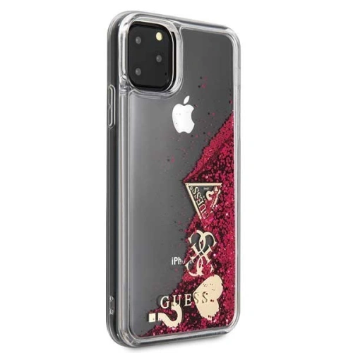 Buy Guess GUHCN65GLHFLRA iPhone 11 Pro Max raspberry hard case Glitter Hearts - GUE259HEA - {ean13} - Home Screen Store Europe
