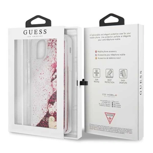 Buy Guess GUHCN65GLHFLRA iPhone 11 Pro Max raspberry hard case Glitter Hearts - GUE259HEA - {ean13} - Home Screen Store Europe