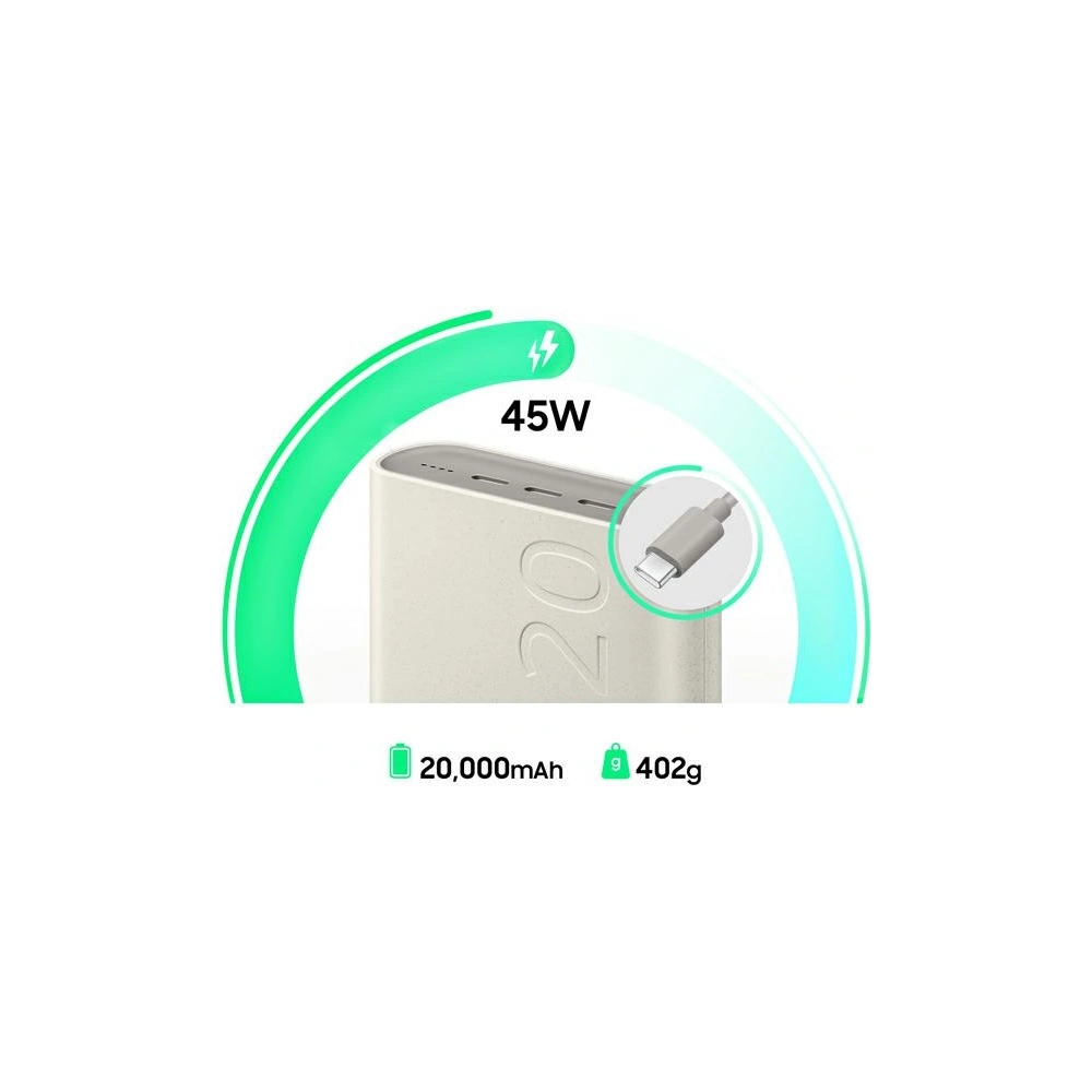 Powerbank Samsung EB-P4520XU 20000mAh 45W 3xUSB-C beżowy/beige