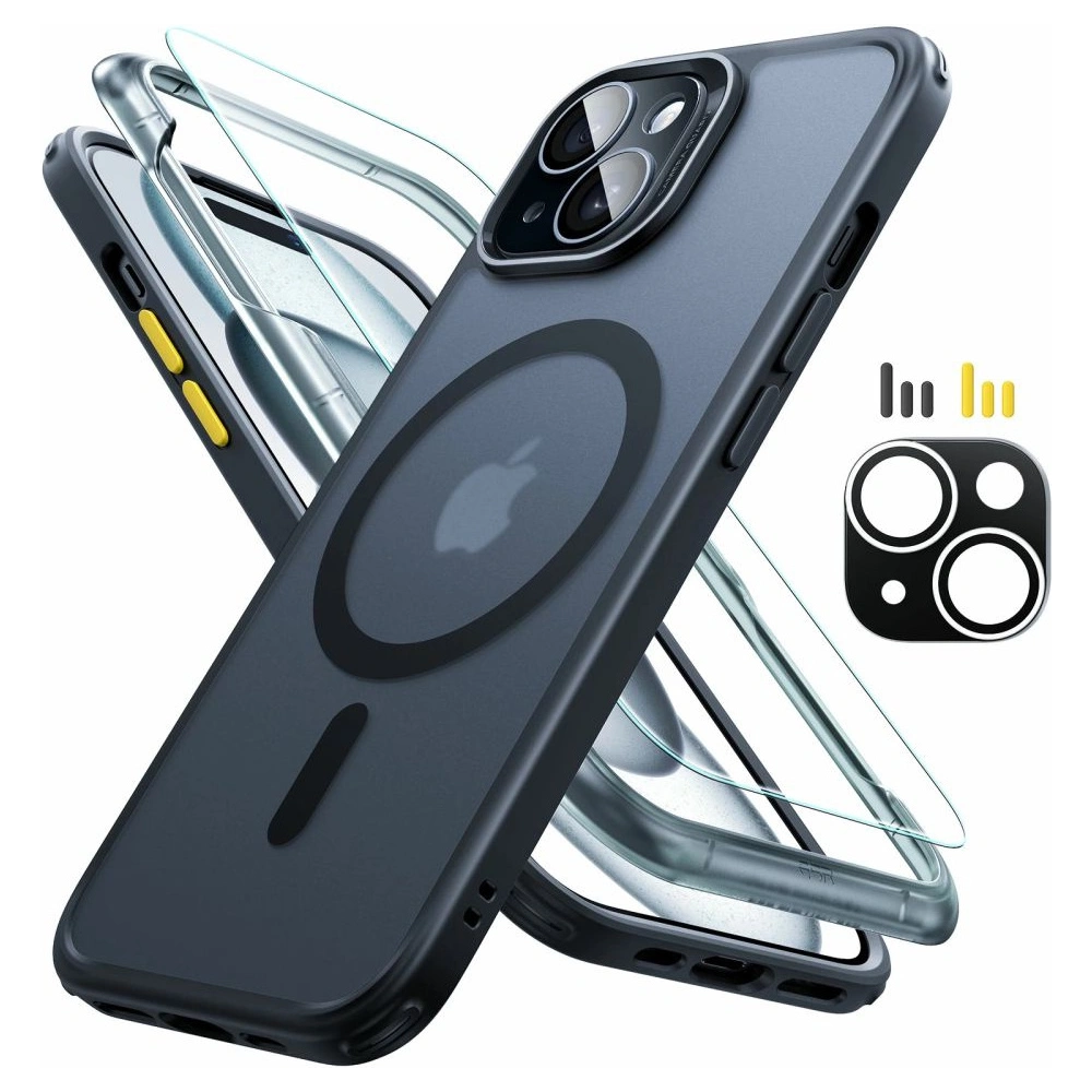 Zestaw etui + szkło na ekran + osłona na obiektyw ESR Classic Pro Set Halolock MagSafe Apple iPhone 15 Frosted Black
