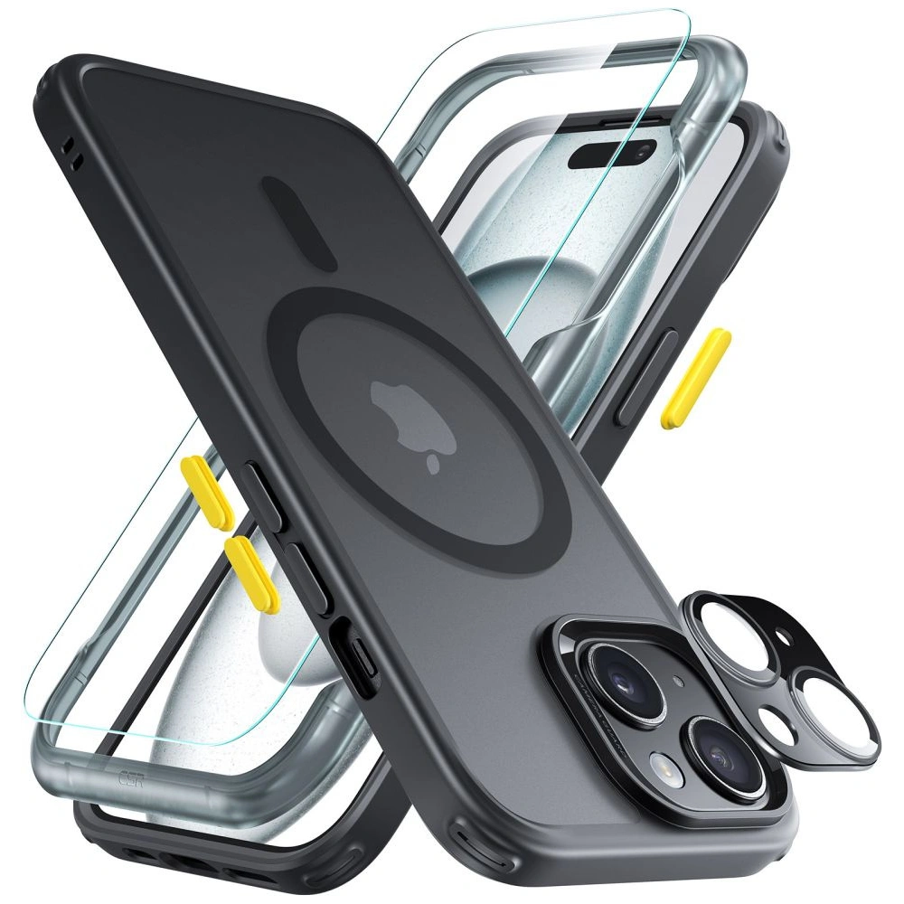 Zestaw etui + szkło na ekran + osłona na obiektyw ESR Classic Pro Set Halolock MagSafe Apple iPhone 15 Frosted Black