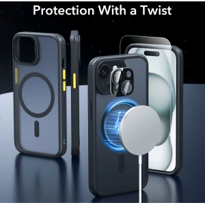 Kup Zestaw etui + szkło na ekran + osłona na obiektyw ESR Classic Pro Set Halolock MagSafe Apple iPhone 15 Frosted Black - ESR801 - {ean13} - Sklep Home Screen
