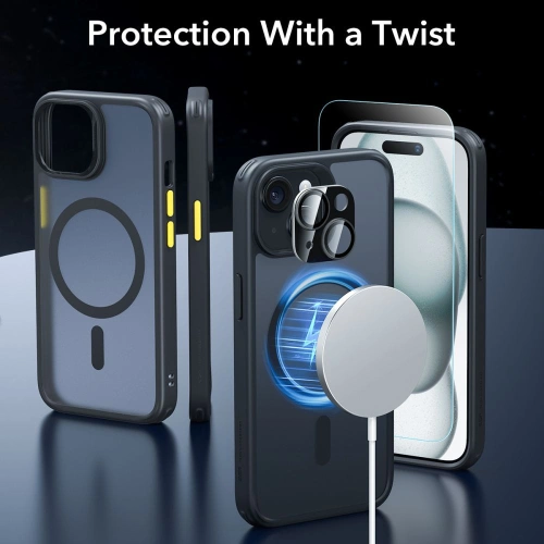 Kup Case-Set + Bildschirmglas + Objektivschutz ESR Classic Pro Set Halolock MagSafe Apple iPhone 15 Frosted Black - ESR801 - {ean13} - Sklep Home Screen