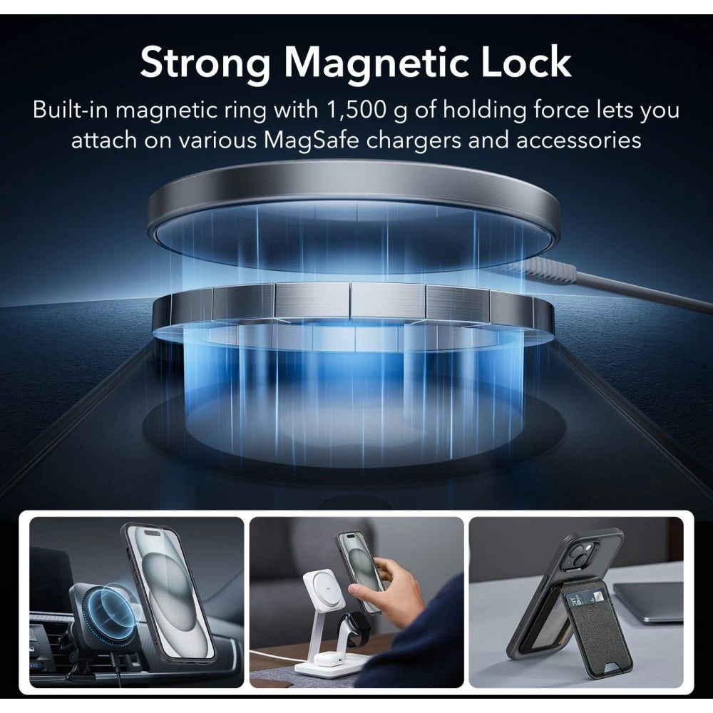 Zestaw etui + szkło na ekran + osłona na obiektyw ESR Classic Pro Set Halolock MagSafe Apple iPhone 15 Frosted Black