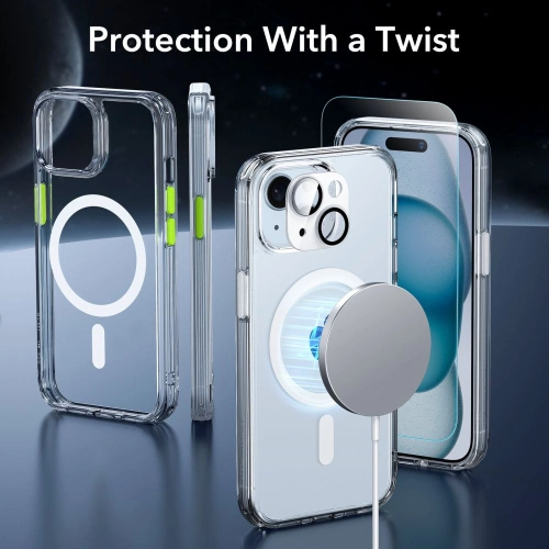 Kup Zestaw etui + szkło na ekran + osłona na obiektyw ESR Classic Pro Set Halolock MagSafe Apple iPhone 15 Clear - ESR802 - {ean13} - Sklep Home Screen