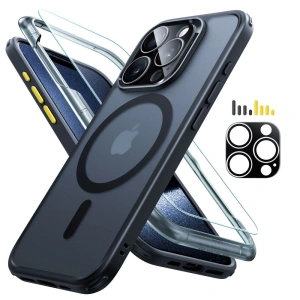 Set husă + sticlă pentru ecran + protecție pentru obiectiv ESR Classic Pro Set Halolock MagSafe Apple iPhone 15 Pro Frosted Black