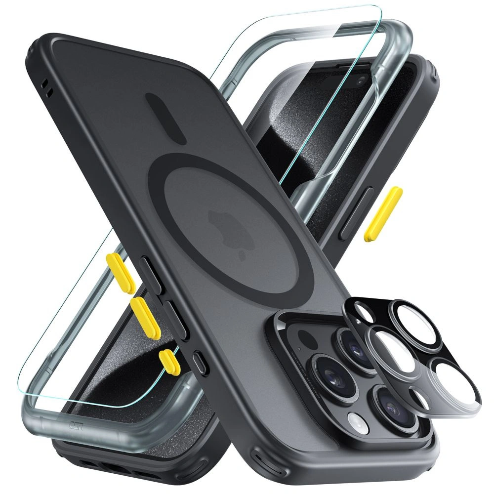 Zestaw etui + szkło na ekran + osłona na obiektyw ESR Classic Pro Set Halolock MagSafe Apple iPhone 15 Pro Forsted Black