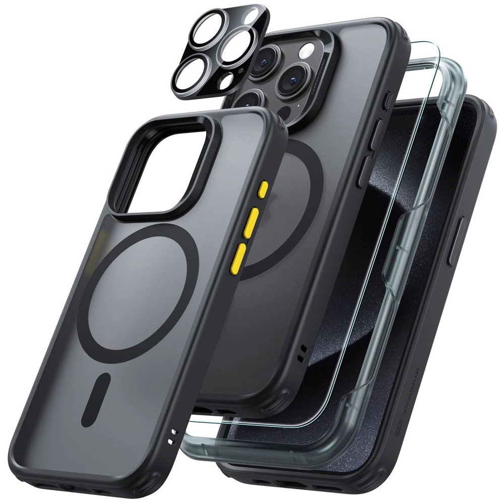 Zestaw etui + szkło na ekran + osłona na obiektyw ESR Classic Pro Set Halolock MagSafe Apple iPhone 15 Pro Max Frosted Black