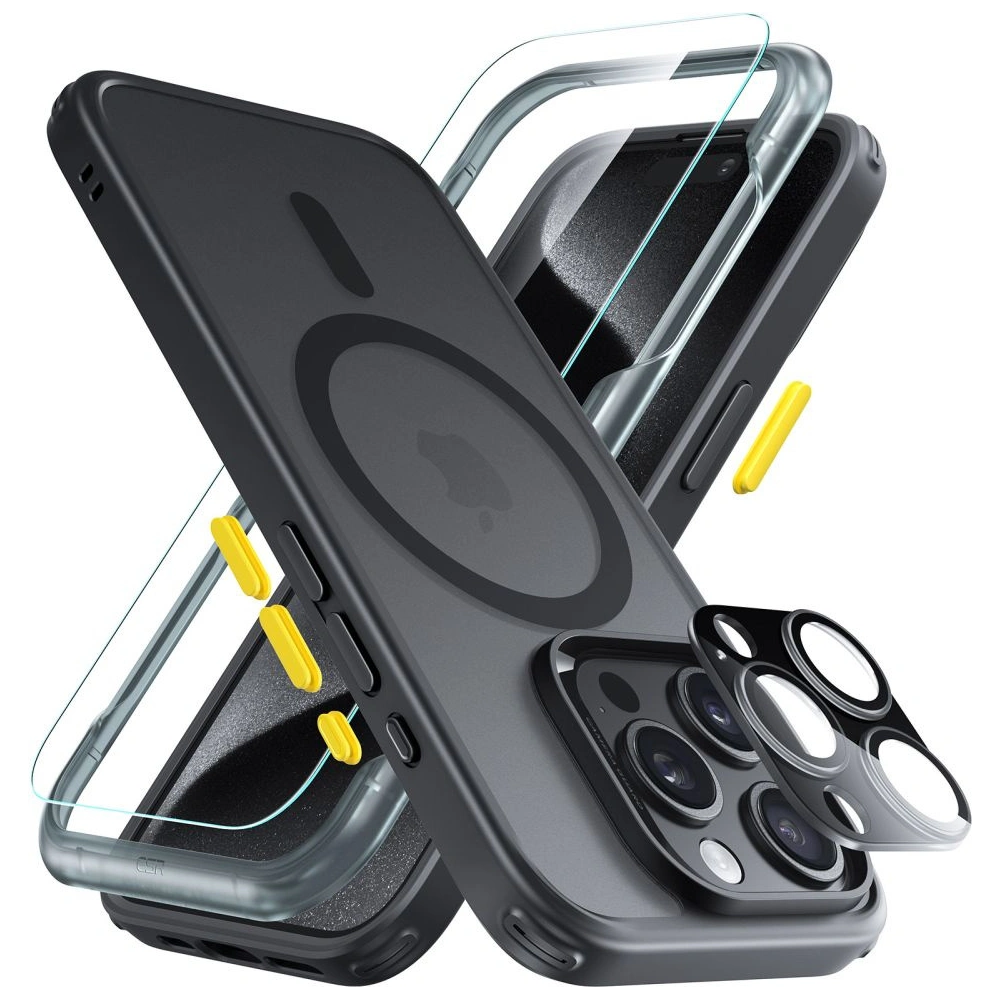 Zestaw etui + szkło na ekran + osłona na obiektyw ESR Classic Pro Set Halolock MagSafe Apple iPhone 15 Pro Max Frosted Black