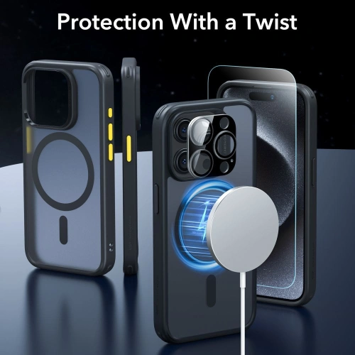 Kup Tok + képernyővédő üveg + lencse védő ESR Classic Pro Set Halolock MagSafe Apple iPhone 15 Pro Max Frosted Black - ESR804 - {ean13} - Sklep Home Screen