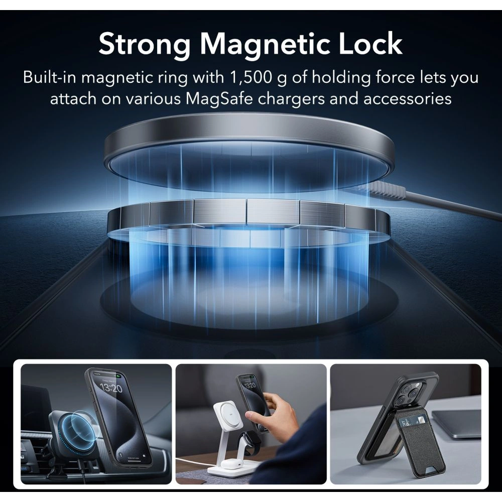 Zestaw etui + szkło na ekran + osłona na obiektyw ESR Classic Pro Set Halolock MagSafe Apple iPhone 15 Pro Max Frosted Black