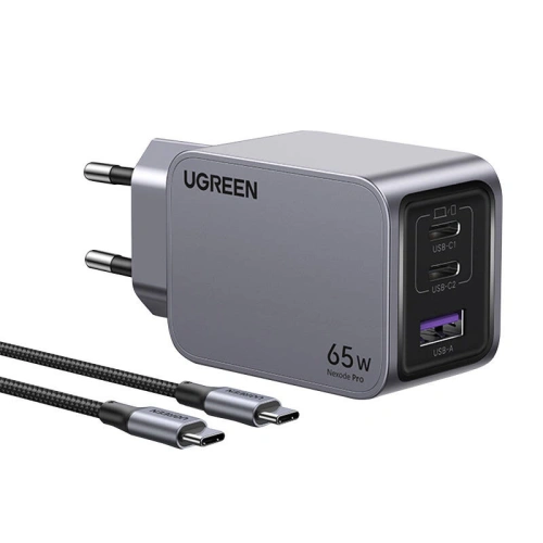 Kup UGREEN Nexode Pro USB-A hálózati töltő, 2xUSB-C 65W + USB-C / USB-C kábel 1.5m fekete - UGR1833 - {ean13} - Sklep Home Screen