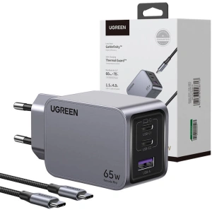 Kup UGREEN Nexode Pro USB-A Netzladegerät, 2xUSB-C 65W + USB-C / USB-C 1.5m schwarz - UGR1833 - {ean13} - Sklep Home Screen