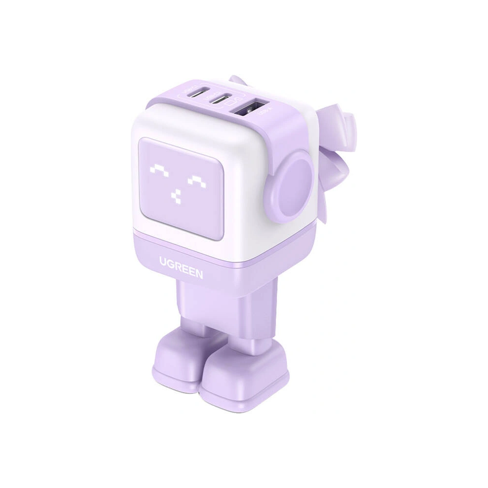 Ładowarka sieciowa UGREEN Nexode Robot GaN 2xUSB-A, USB-C 65W fioletowa