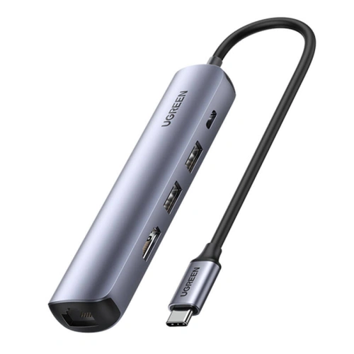 Kup UGREEN Revodok CM418 Adapter USB-C / 2xUSB-A, HDMI 4K30Hz, RJ45 1Gbps, PD 100W grau - UGR1835 - {ean13} - Sklep Home Screen
