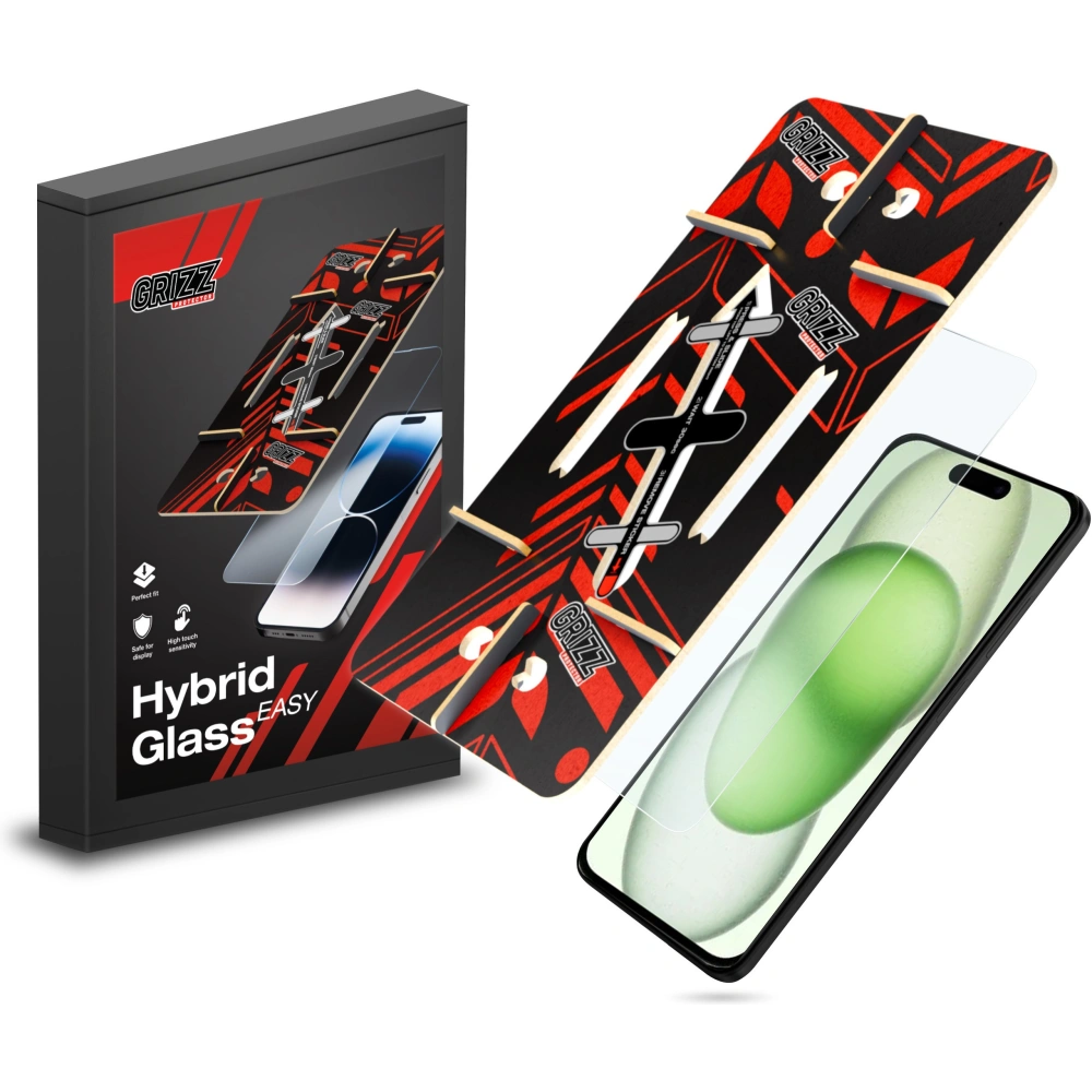 Szkło hybrydowe GrizzGlass HybridGlass Easy do Apple iPhone 15 Plus