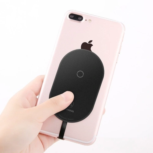 Buy Baseus Microfiber Wireless Charging Receiver QI Receiver with Lightning Plug Black - BSU676 - {ean13} - Home Screen Store Europe