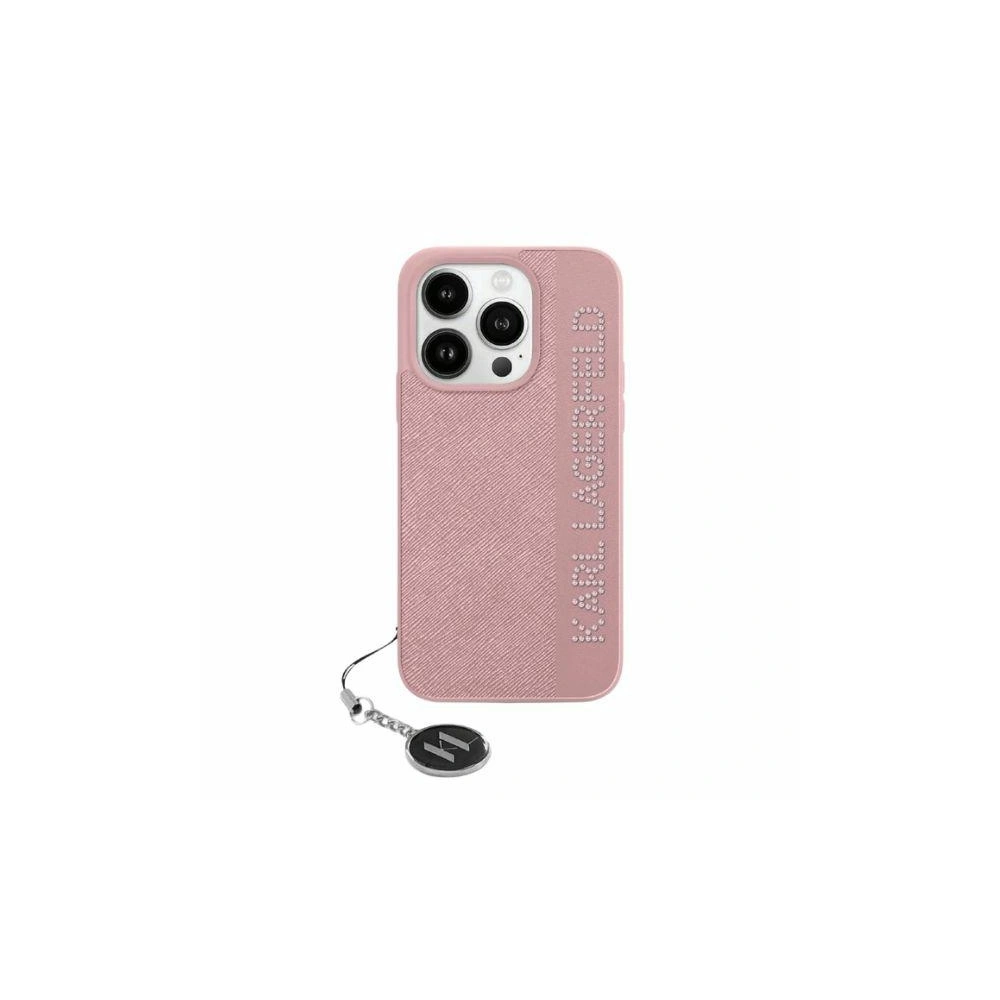 Etui Karl Lagerfeld KLHCP15LPSAKDGCP Apple iPhone 15 Pro hardcase Saffiano Rhinestones & Charm różowy/pink