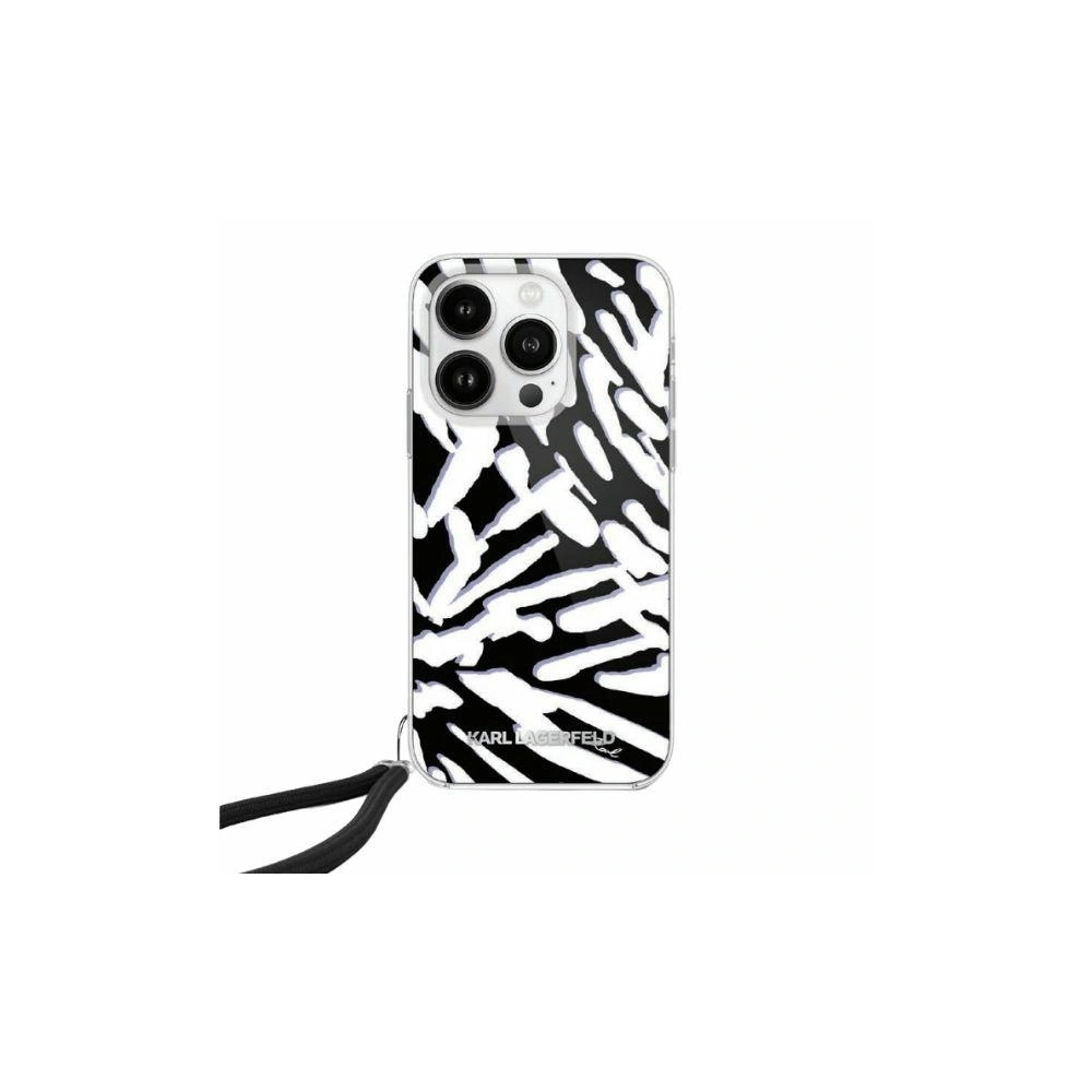 Etui Karl Lagerfeld KLHCP15SHZBPKCCK Apple iPhone 15 / 14 / 13 hardcase IML Zebra Pattern & Cord czarny/black