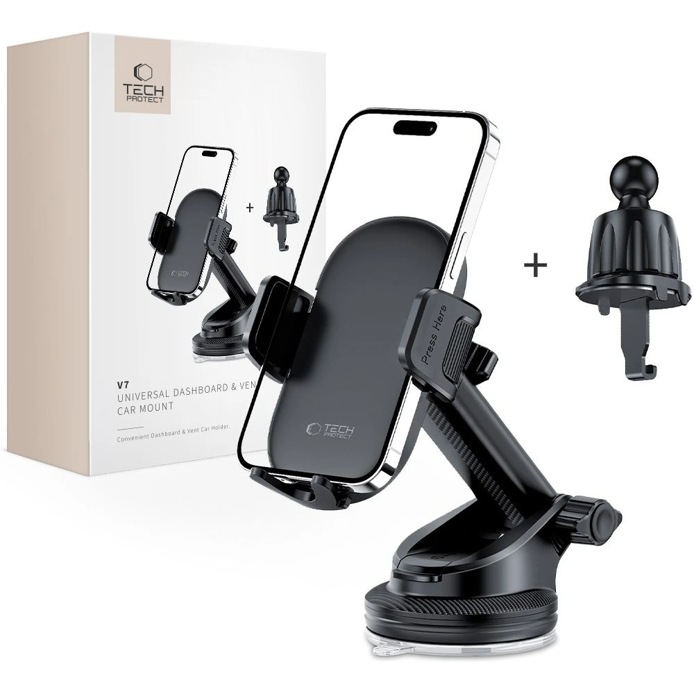 Uchwyt samochodowy do kratki / na szybę / na kokpit Tech-Protect V7 Universal Dashboard & Vent Car Mount Black