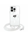 Etui Karl Lagerfeld KLHMP13MHCCHNT Apple iPhone 13 / 14 / 15 kemény tok átlátszó IML Choupette Head & Cord Magsafe