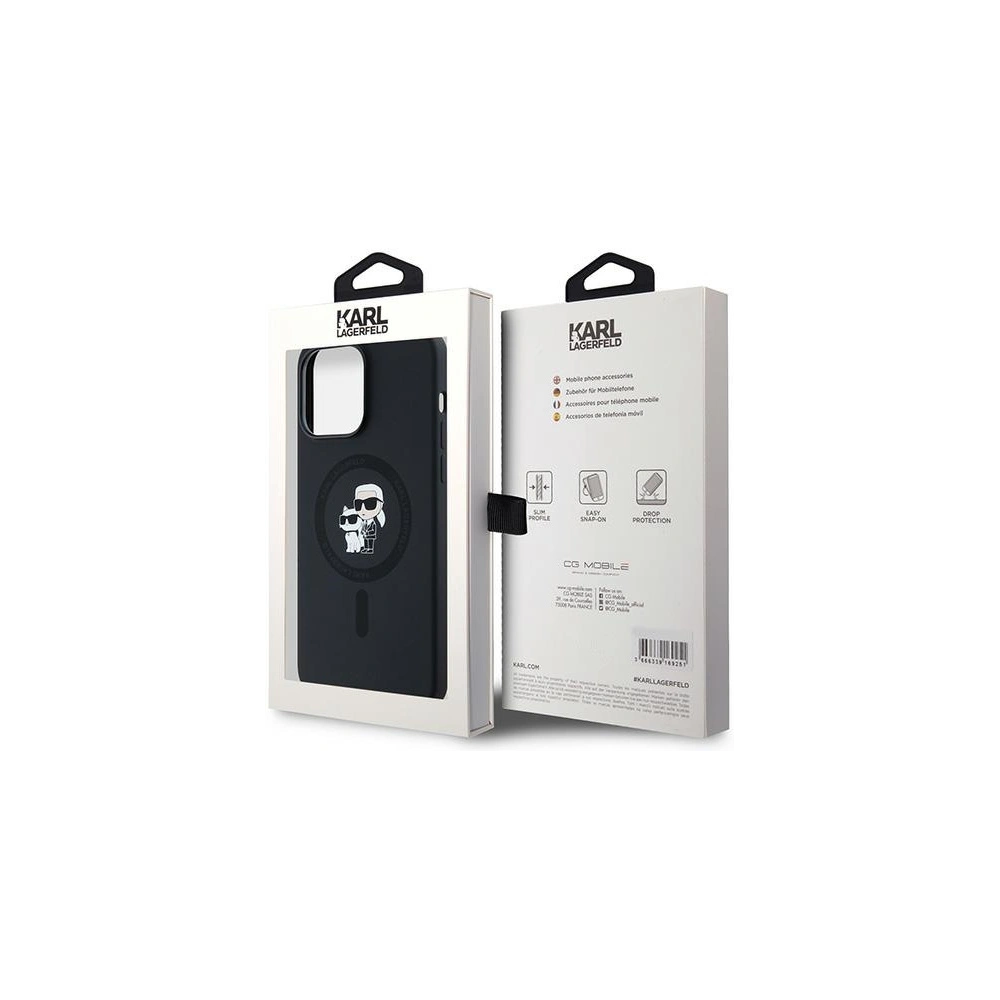 Etui Karl Lagerfeld KLHMP14LSCMKCRHK Apple iPhone 14 Pro hardcase Silicone Karl & Choupette MagSafe czarny/black