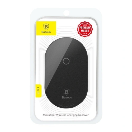 Buy Baseus Microfiber Wireless Charging Receiver QI Receiver with Lightning Plug Black - BSU676 - {ean13} - Home Screen Store Europe