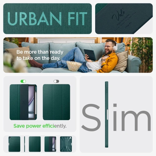 Kup Tok Spigen Urban Fit Apple iPad Air 10.9 2020/2022 (4. és 5. generáció) / iPad Air 11 2024 (6. generáció) éjféli zöld - SPN3414 - {ean13} - Sklep Home Screen