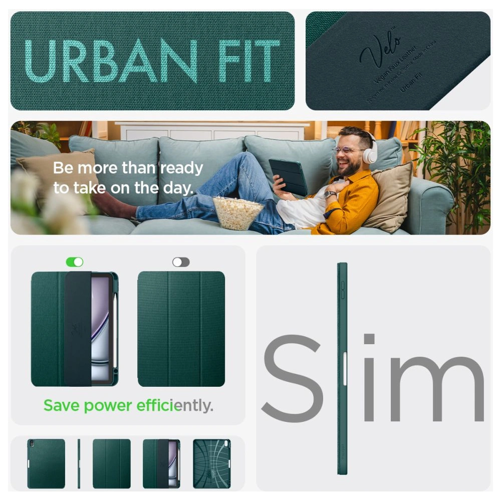 Etui Spigen Urban Fit Apple iPad Air 10.9 2020/2022 (4. i 5. generacji) / iPad Air 11 2024 (6. generacji) midnight green