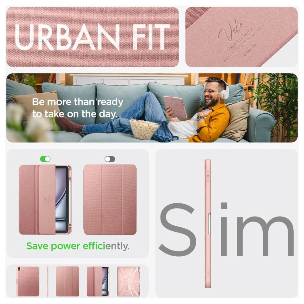 Etui Spigen Urban Fit Apple iPad Air 10.9 2020/2022 (4. i 5. generacji) / iPad Air 11 2024 (6. generacji) rose gold