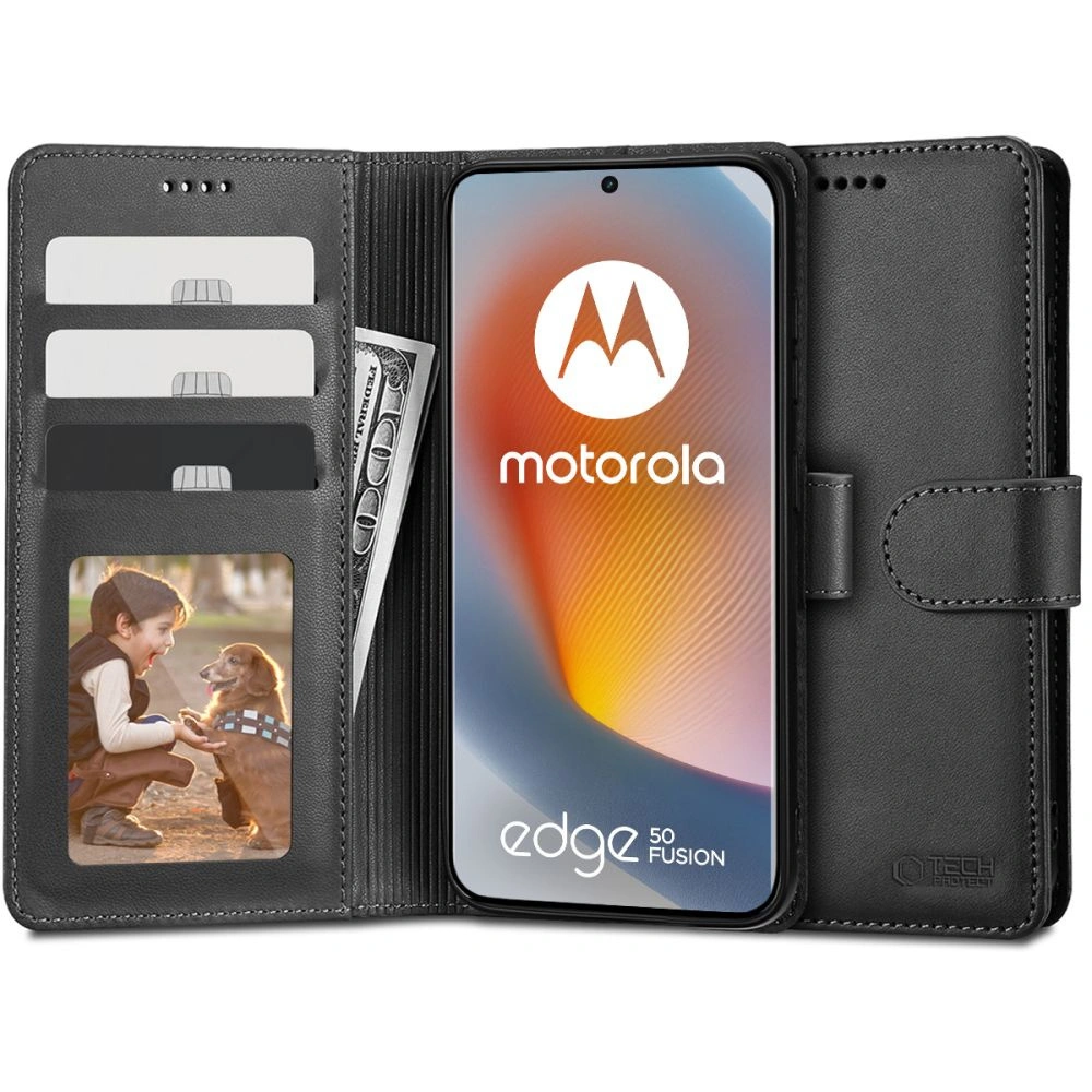 Etui TechProtect Wallet Motorola Edge 50 Fusion 5G black Edge 50