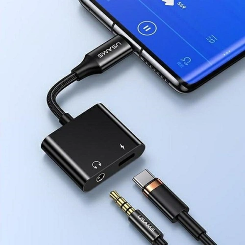 Kup Adapter USAMS AU15 US-SJ598 USB-C / jack 3.5m DAC, USB-C PD 60W schwarz/black - USA1106 - {ean13} - Sklep Home Screen