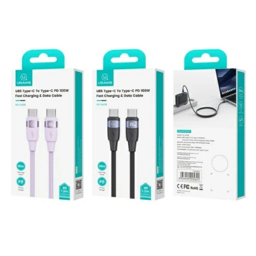 Kup Kábel USAMS U85 US-SJ632 USB-C / USB-C 100W 1.2m PD Gyors Töltés lila/purple - USA1111 - {ean13} - Sklep Home Screen