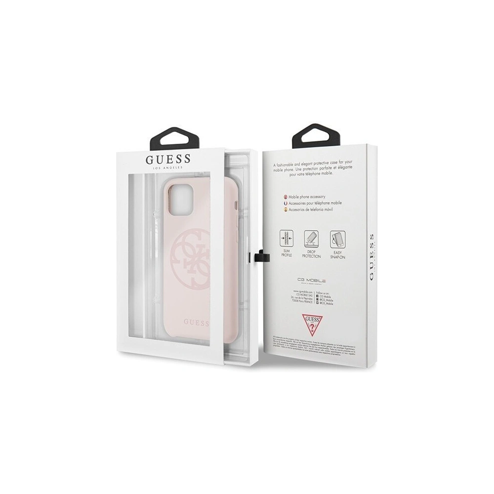Etui Guess GUHCN65LS4GLP Apple iPhone 11 Pro Max light pink/jasnoróżowy hard case Silicone 4G Tone On Tone