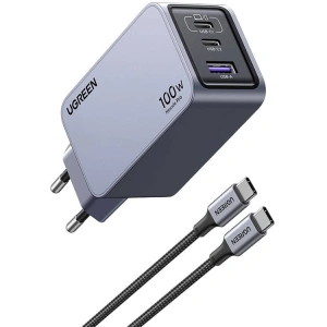 Kup UGREEN Nexode Pro 100W GaN USB-A hálózati töltő, 2xUSB-C szürke - UGR1837 - {ean13} - Sklep Home Screen