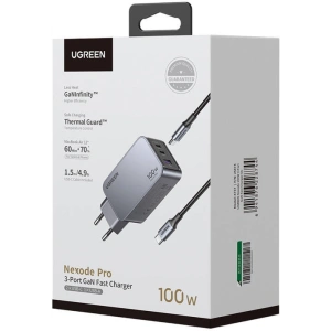 Kup UGREEN Nexode Pro 100W GaN USB-A hálózati töltő, 2xUSB-C szürke - UGR1837 - {ean13} - Sklep Home Screen