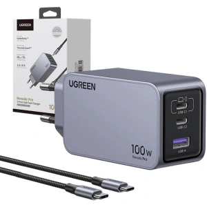 Kup UGREEN Nexode Pro 100W GaN USB-A hálózati töltő, 2xUSB-C szürke - UGR1837 - {ean13} - Sklep Home Screen