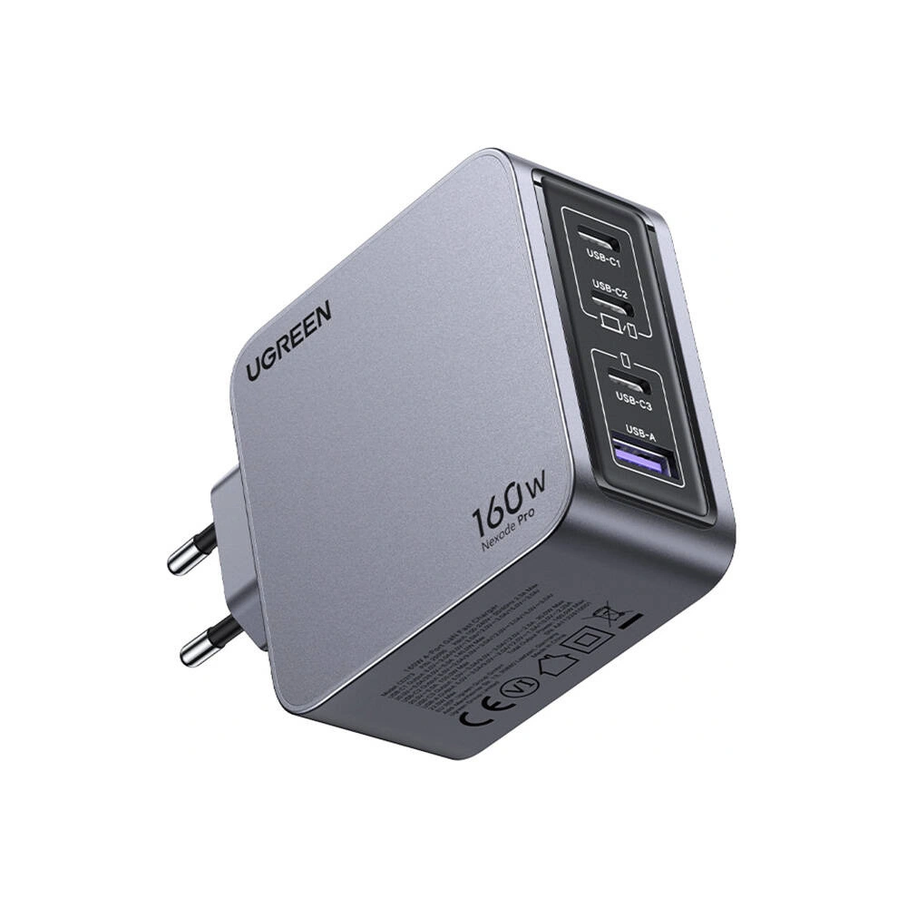 Ładowarka sieciowa UGREEN Nexode Pro 160W GaN USB-A, 3xUSB-C szara