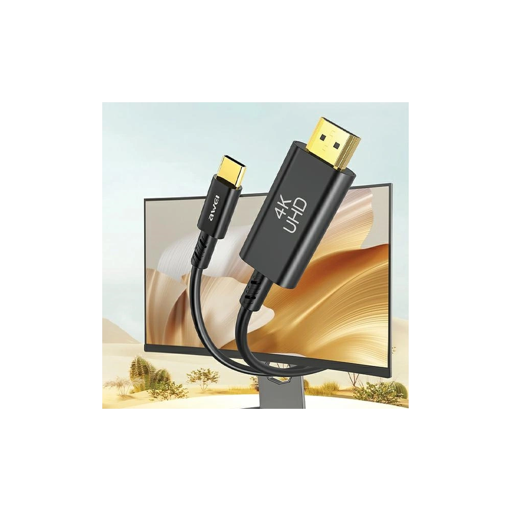 Kabel AWEI CL-212T USB-C / HDMI 4K@30HZ czarny/black