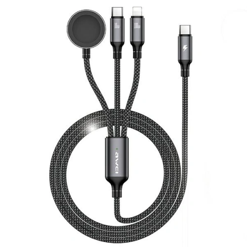 Kup Kabel 3w1 AWEI W23 USB-C 100W / Lightning 10W / Watch 2.5W černý/black - AWEI193 - {ean13} - Sklep Home Screen