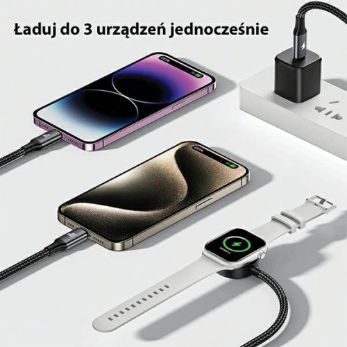 Kup Kabel 3w1 AWEI W23 USB-C 100W / Lightning 10W / Watch 2.5W černý/black - AWEI193 - {ean13} - Sklep Home Screen