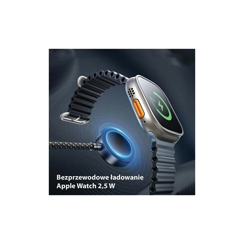 Kabel 3w1 AWEI W23 USB-C 100W / Lightning 10W / Watch 2.5W czarny/black