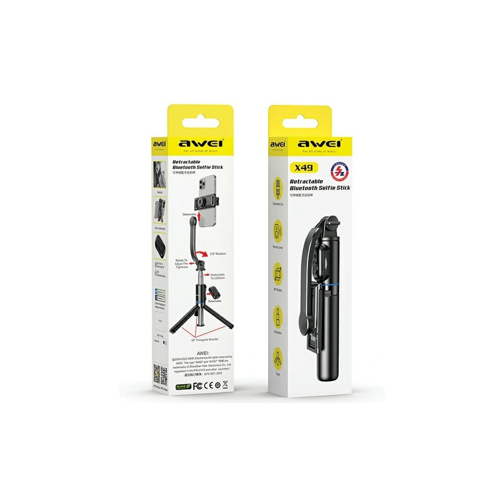 Selfie Stick AWEI X49 czarny/black