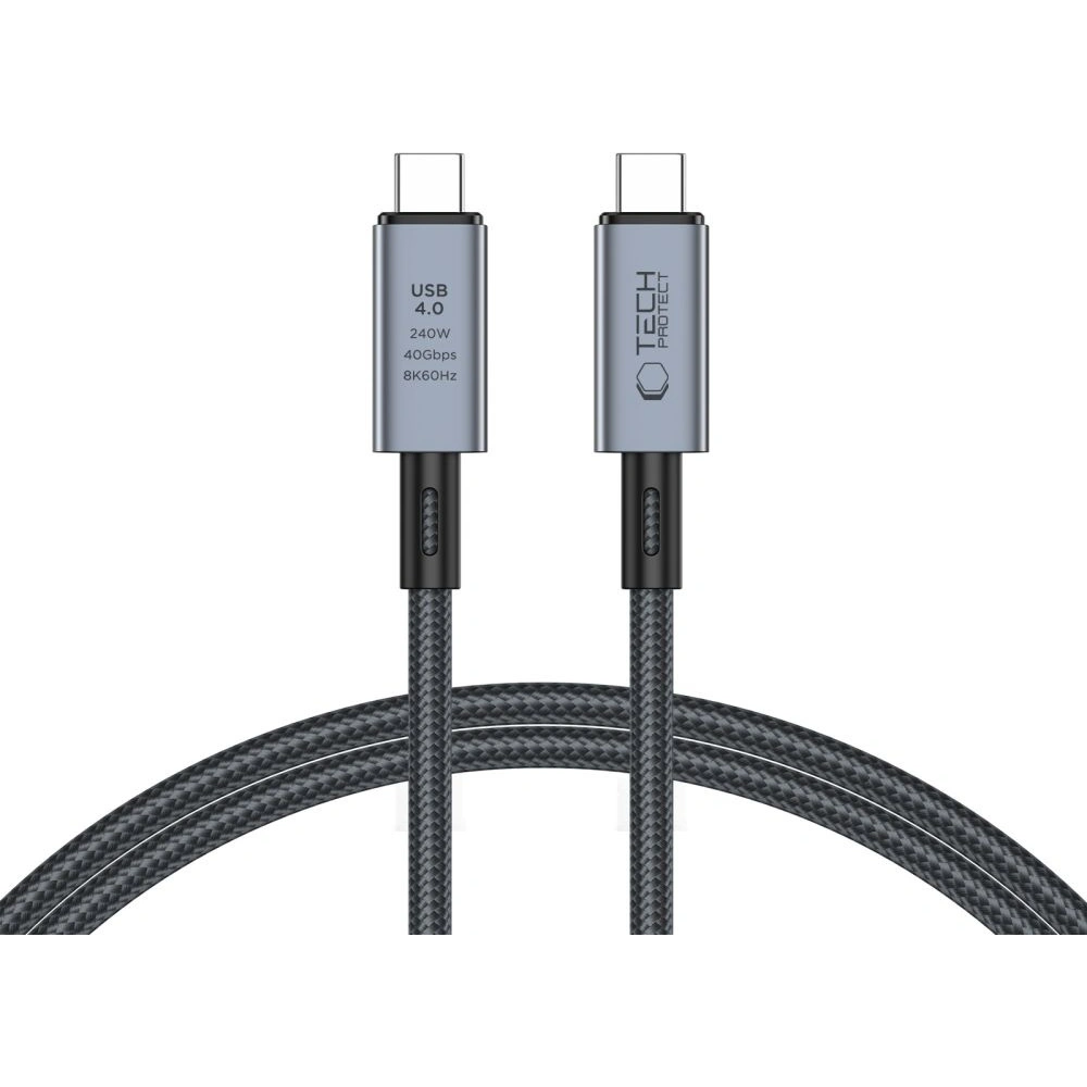 Kabel Tech-Protect Ultraboost Max USB-C / USB-C Thunderbolt 4.0 8K 40Gbps PD 240W 100cm Grey