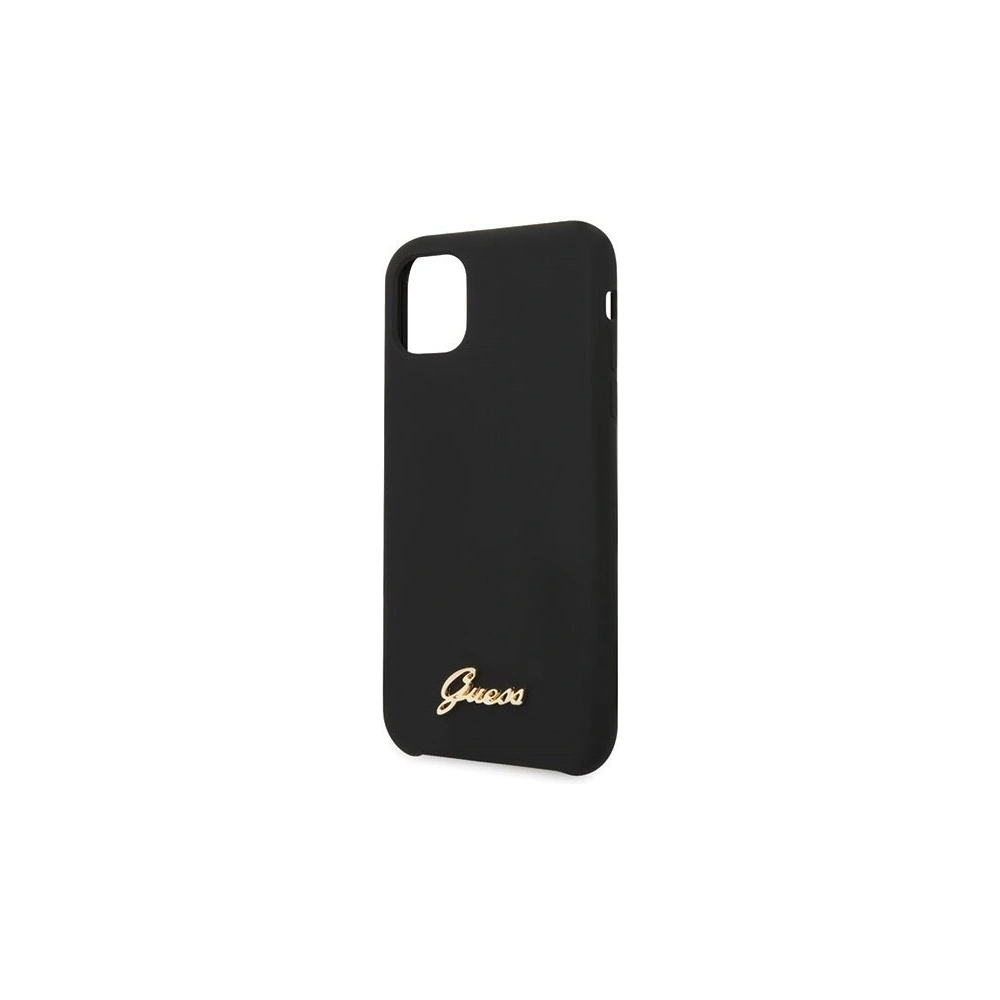 Etui Guess GUHCN65LSLMGBK Apple iPhone 11 Pro Max black/czarny hard case Silicone Vintage Gold Logo