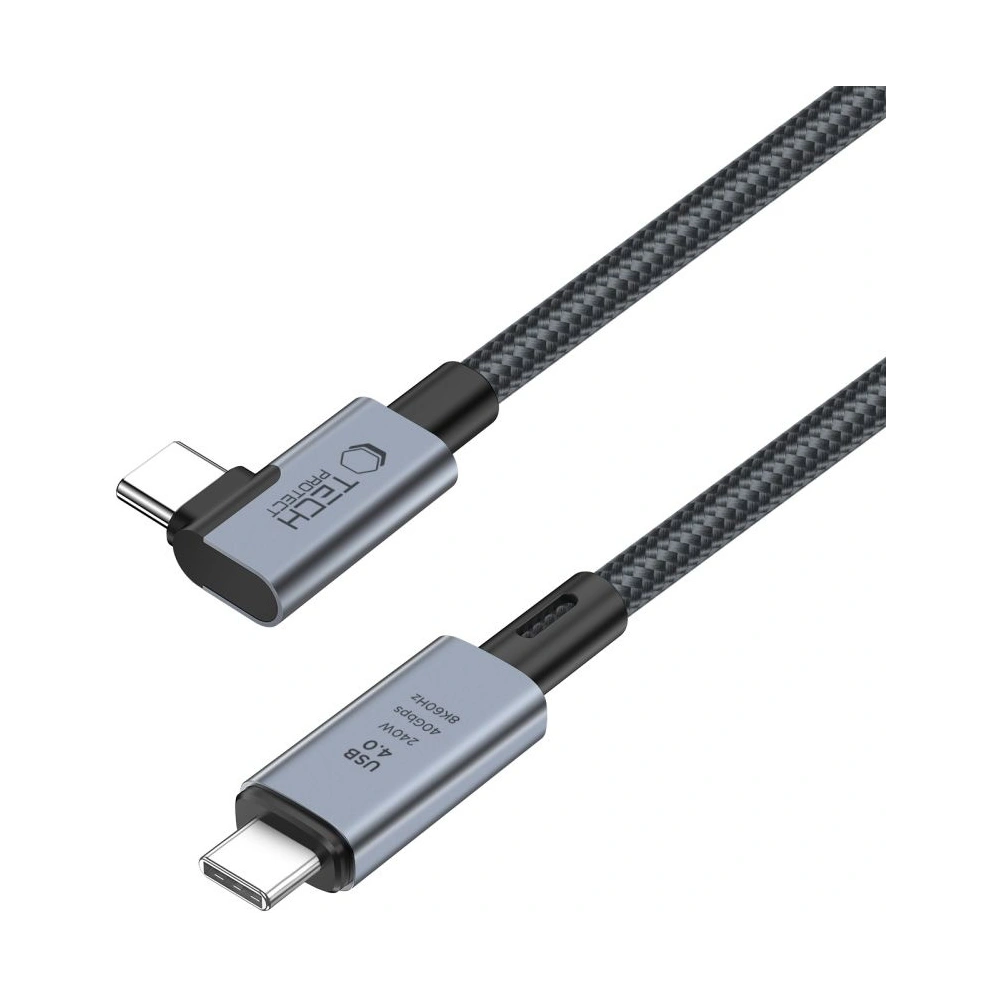 Kabel kątowy Tech-Protect Ultraboost Max L USB-C / USB-C USB 4.0 8K 40Gbps PD 240W 150cm Grey