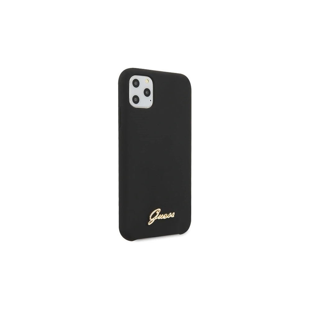 Etui Guess GUHCN65LSLMGBK Apple iPhone 11 Pro Max black/czarny hard case Silicone Vintage Gold Logo